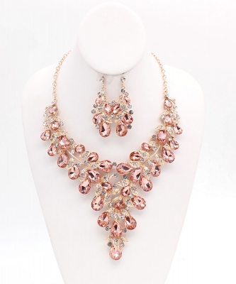 Teardrop necklace and earring set NB810065 GOLD LP